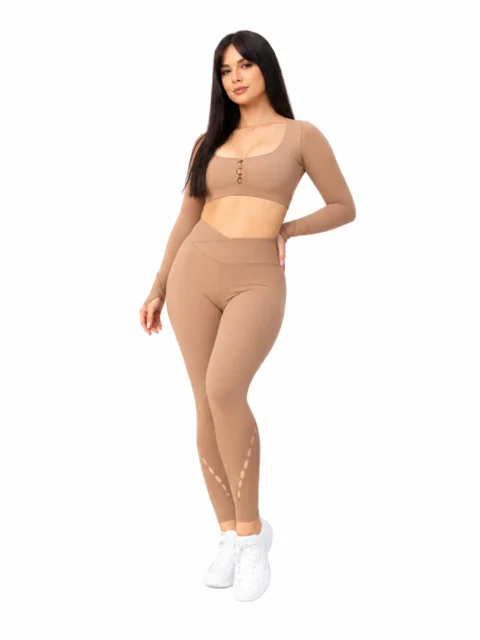 SELINE Women’s Long Sleeve Cut-Out Yoga Set with V-Waist Leggings