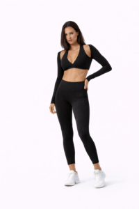 The high-waist leggings offer a flattering fit, shaping your waist and providing maximum comfort for yoga, gym sessions, running, or everyday athleisure wear. Made from soft, breathable, and stretchable fabric, this set moves with your body and keeps you comfortable throughout the day. Perfect for yoga, fitness training, gym workouts, running, or casual activewear, this set combines style, comfort, and functionality in one modern design. Key Features Stylish open shoulder long sleeve sports bra Elegant deep V front design High-waist leggings for a flattering fit Soft, breathable, and stretchable fabric Comfortable for yoga, gym, fitness, and daily wear Flexible and supportive design for active movement