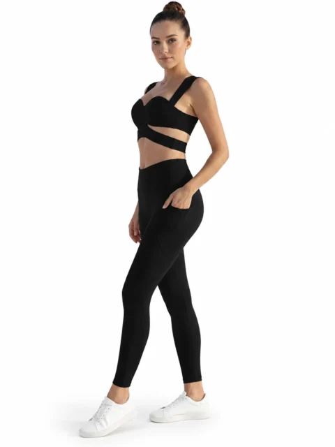 SELINE Cutout Corset Sports Bra & V-Waist Leggings Set