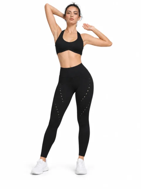 SELINE Women’s Racerback Sports Bra & High-Waist Hollow Breathable Yoga Leggings Set