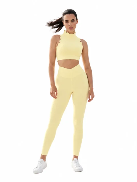 SELINE Wavy Backless Sleeveless Fitness Crop Top & V-Waist Leggings Set