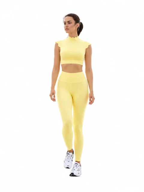 SELINE Wavy Hollow-Back Crop Top & High-Waist Leggings Set