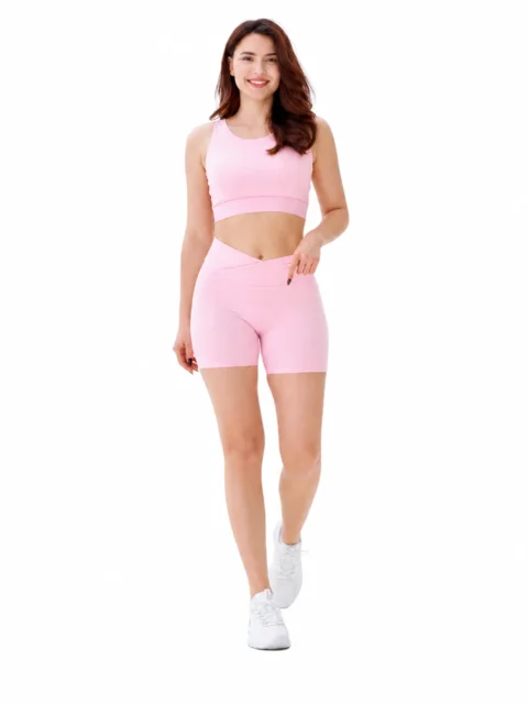 SELINE Women’s Crisscross Backless Sports Bra & V-Waist Shorts Set