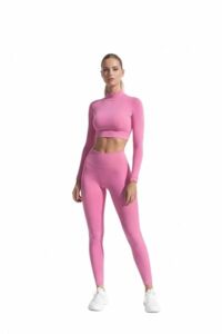 SELINE Open Back Bra Yoga Long Sleeve Crop Top With flat waist legging