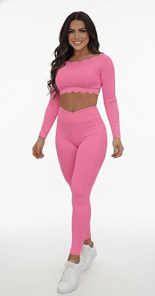 SELINE Wavy Off-Shoulder Long Sleeve With V waist legging - Image 3