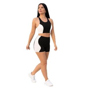 Black &White Matching Sports Set – Bra & Yoga SHORTS