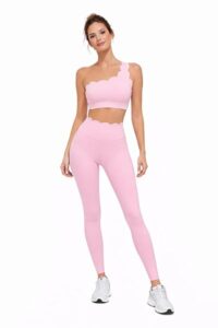 One Shoulder Wavy Crop Top with High Waist wavy Pants