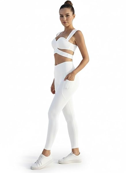 Women’s Cutout Corset Sports Bra – Fixed Cup Fitness Tank Top With V legging - Image 2