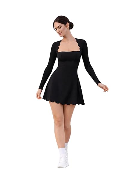 Women’s Seamless Long Sleeve Tennis & Golf Dress with Built-in Shorts